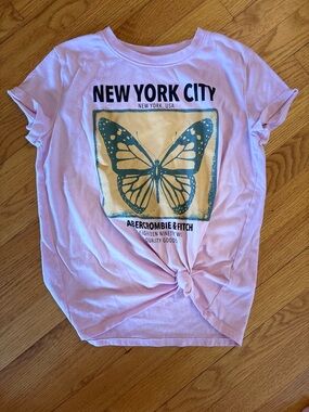abercrombie kids pink tee with yellow  graphic 11/12